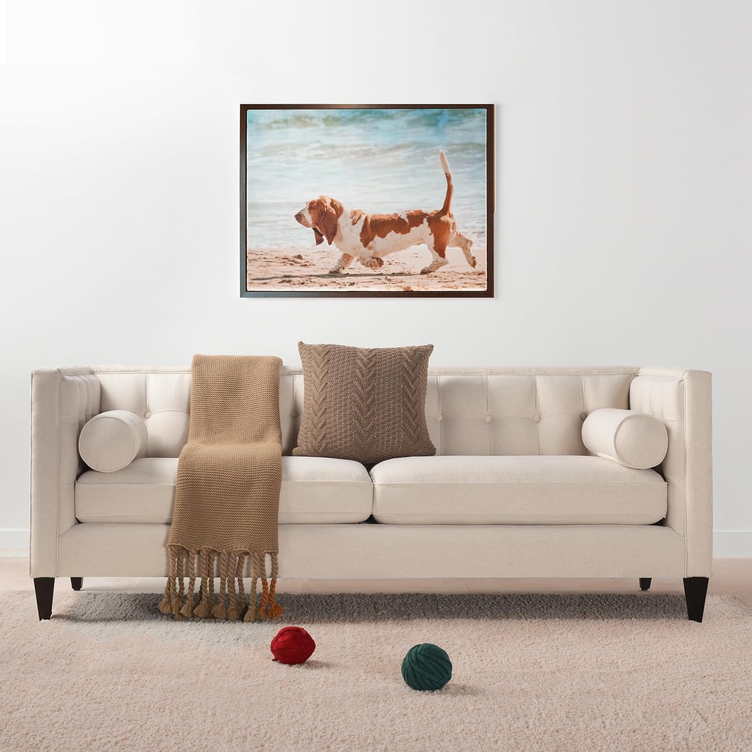 Jennifer Taylor Home Jack 84' Modern Tuxedo Tufted Sofa, Sky Neutral Beige Polyester
