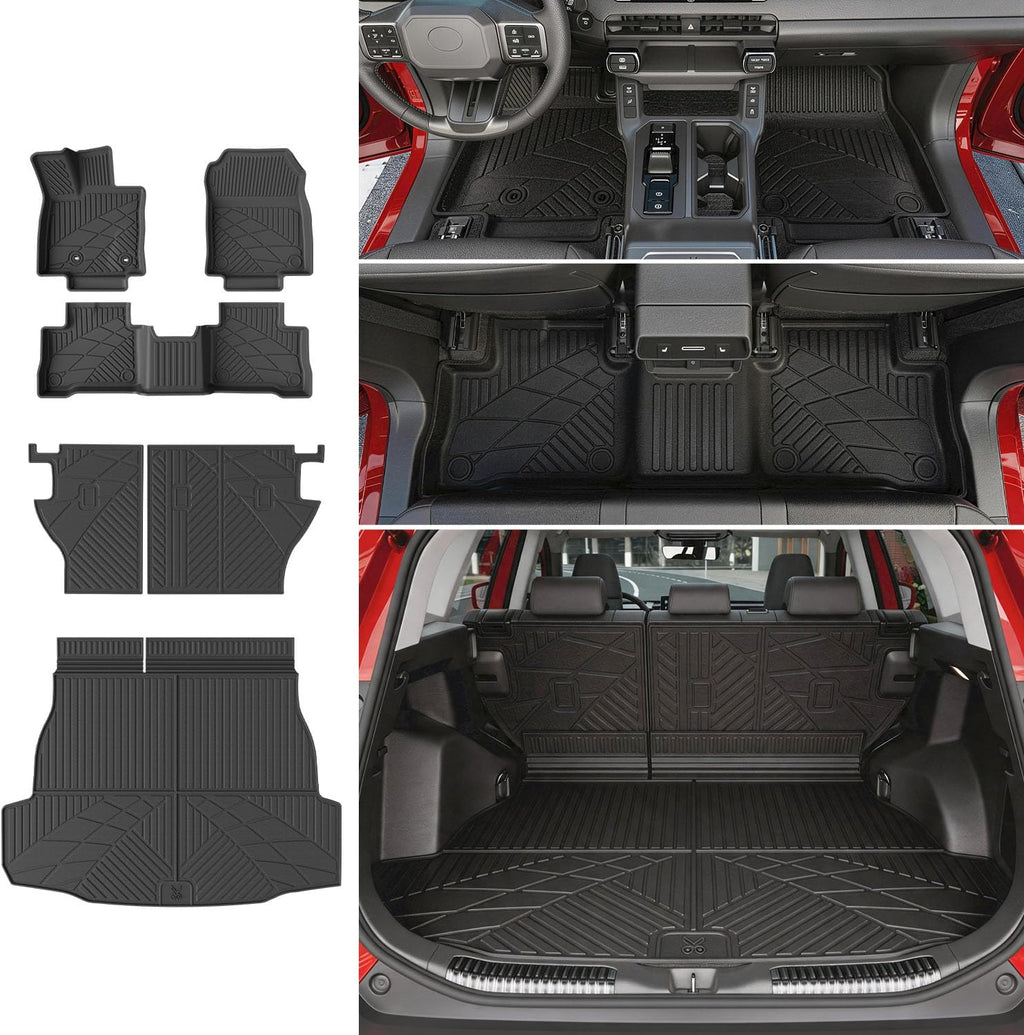 powoq Floor Mat Compatible with 2026 Toyota RAV4 Floor Liner (NOT for PHEV/Subwoofer) TPE Backrest Trunk Mat Replacement for 2026 Toyota RAV4 Accessories (Trunk Mat+Backrest Mat+Floor Mats)