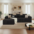 110' Sectional Couches for Living Room, 3 Seat Grey Corduroy Convertible Boneless Couches Sofa Bed with Pillows, Home Sofa Living Room Bedroom, Memory Foam Modular Couch Daybed Lazy Floor Bed