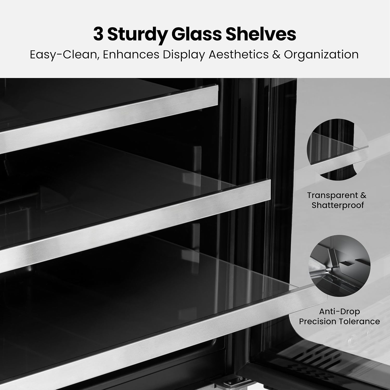 24 Inch Beverage Refrigerator 140 Cans Beverage Fridge, Drink Fridge with Glass Door 3 LED 34-54 ℉ Beverage Coolers Built-in or Freestanding Adjustable Shelves for Home/Kitchen(5.65 cu.ft)