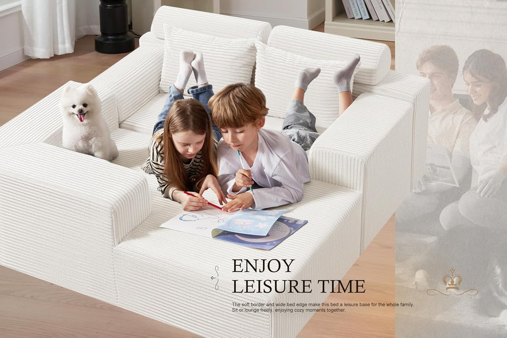 HABUTWAY Sectional Couches for Living Room,No Assembly L Shaped Couch 105' Modular Sectional Sofa Couch with Deep Seat,Cloud Couches Furniture Sets for Apartment,Corduroy (Beige, Left Facing)