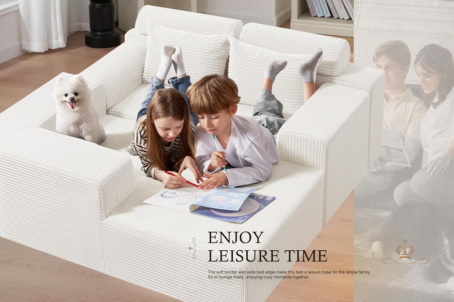 HABUTWAY Sectional Couches for Living Room,No Assembly L Shaped Couch 105' Modular Sectional Sofa Couch with Deep Seat,Cloud Couches Furniture Sets for Apartment,Corduroy (Beige, Left Facing)
