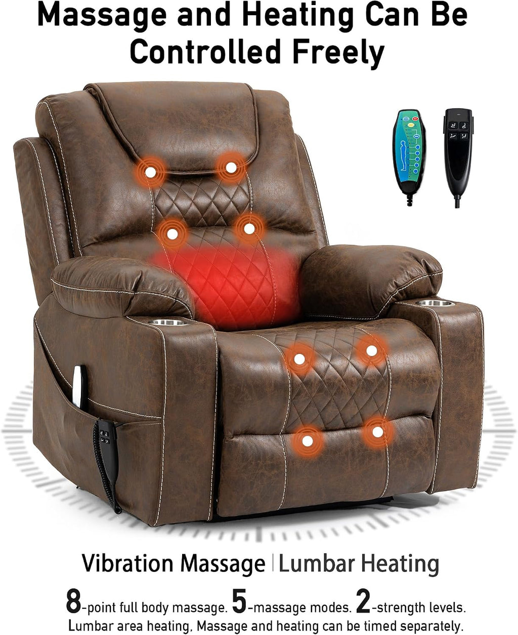 Lazy Boy Recliner ChairLazy Boy Recliner Chair with Heated and Massage, Upgraded Dual Motor Lay Flat Recliners, 25in Extra Wide Seat, Folding Tablet, Side Pocket