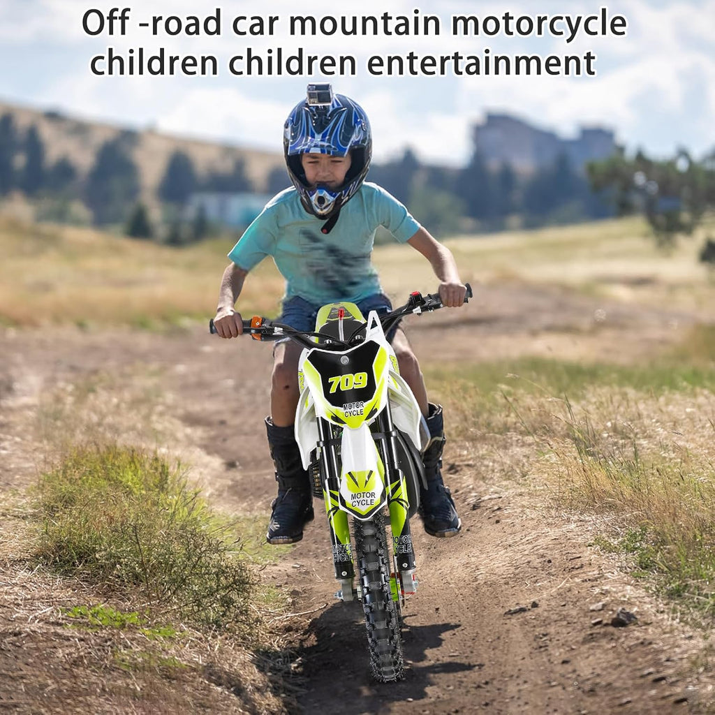 49cc 2-Stroke Kids Dirt Bike, Gas Power Motocross, Off Road Mini Motorcycle, Pocket Motorbike with Front Rear Disc Brakes, Racing Max Speed 30KM/H (Red)