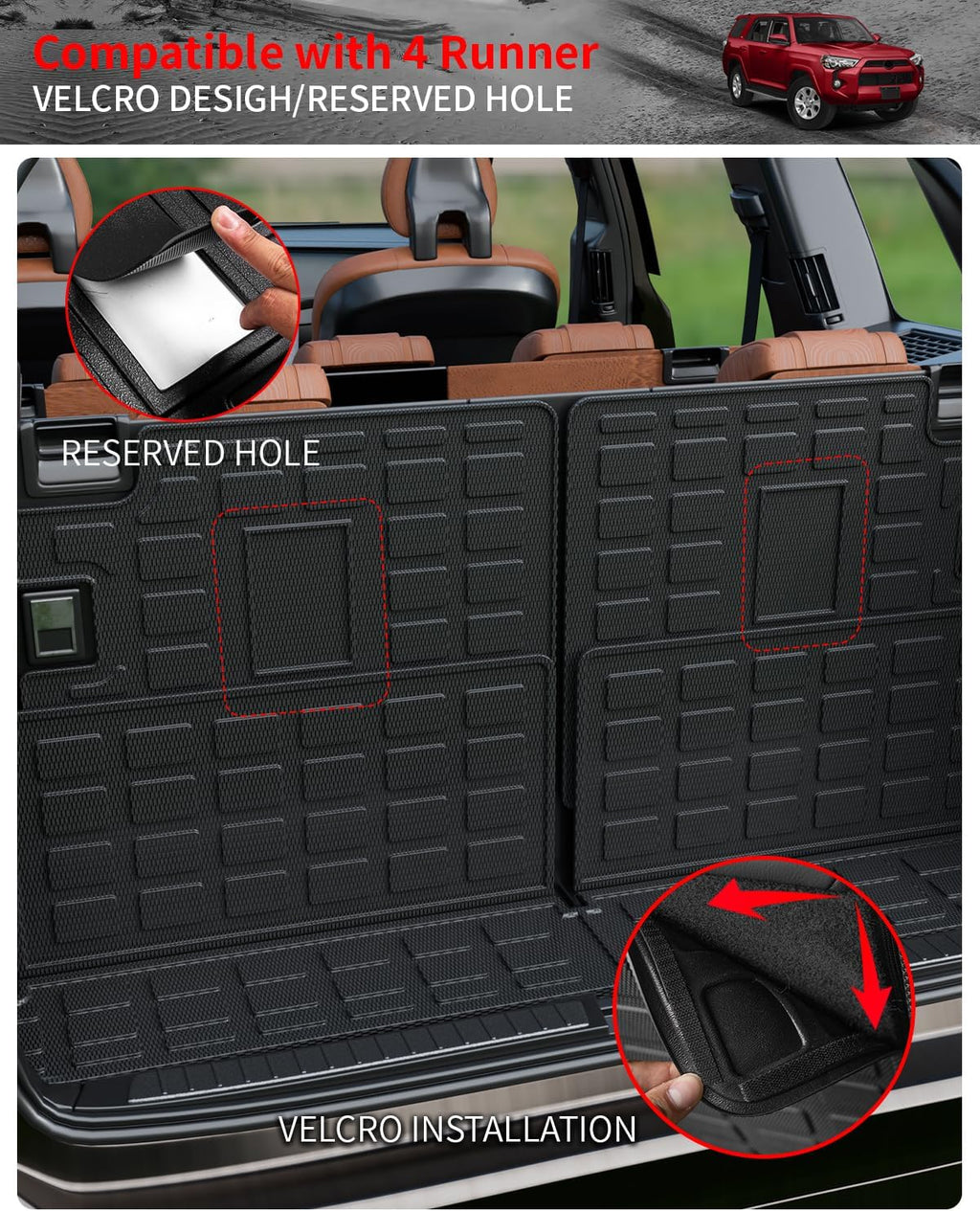 Floor Mats Compatible with 2013-2024 Toyota 4 Runner 7 Seat Cargo Liner Trunk Liner Back Seat Protectors 2023 4Runner Accessories (Fit 7 Seat, Floor Mats+Cargo Mat+3rd Row Backrest Mats)