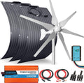 700 Watts 12 Volts Solar Panel Wind Turbine Hybrid System Kit: 3 pcs 100W ETFE Flexible Monocrystalline Solar Panel+400W Wind Turbine+1000W Inverter + Accessories,for Curvy Surface,Roofs,RV