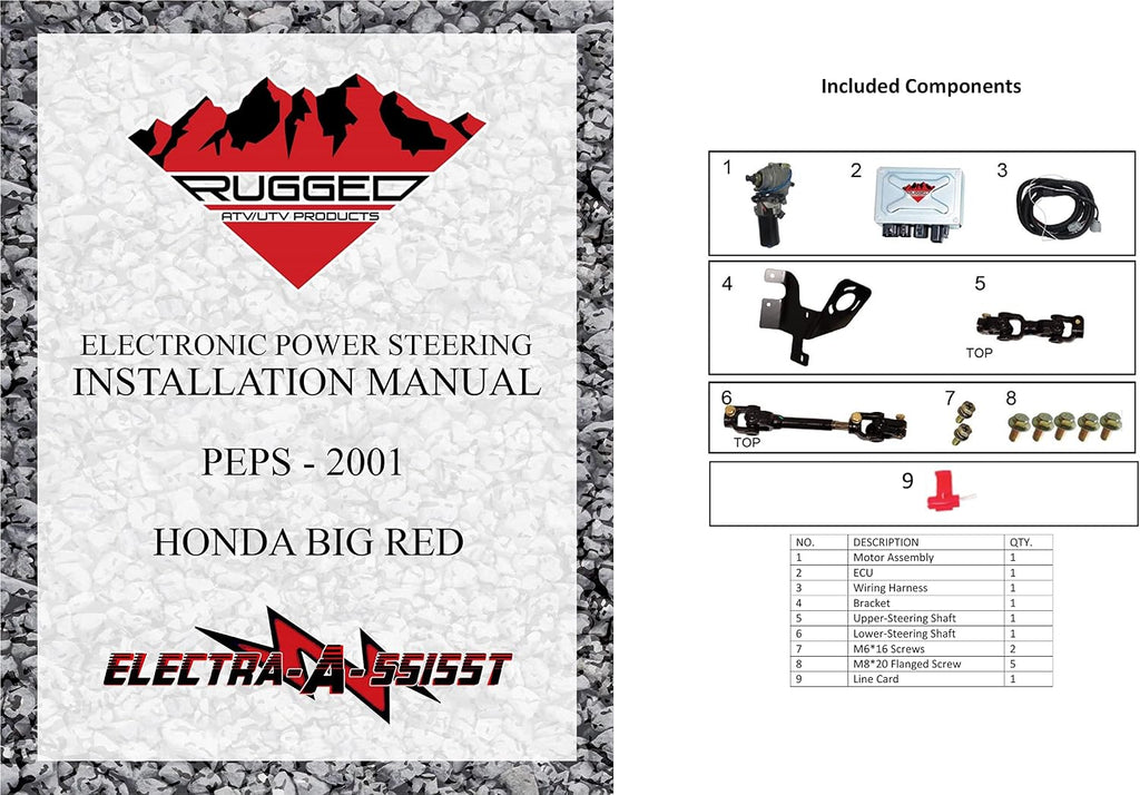 Rugged Front Electric Power Steering Kit for (2009-13) Honda Big Red, A Bolt On System, Steers Easily & Gets Rid of Wheel Jerk/Bump Steer When Navigating Terrains (See Fitment Details in Description)