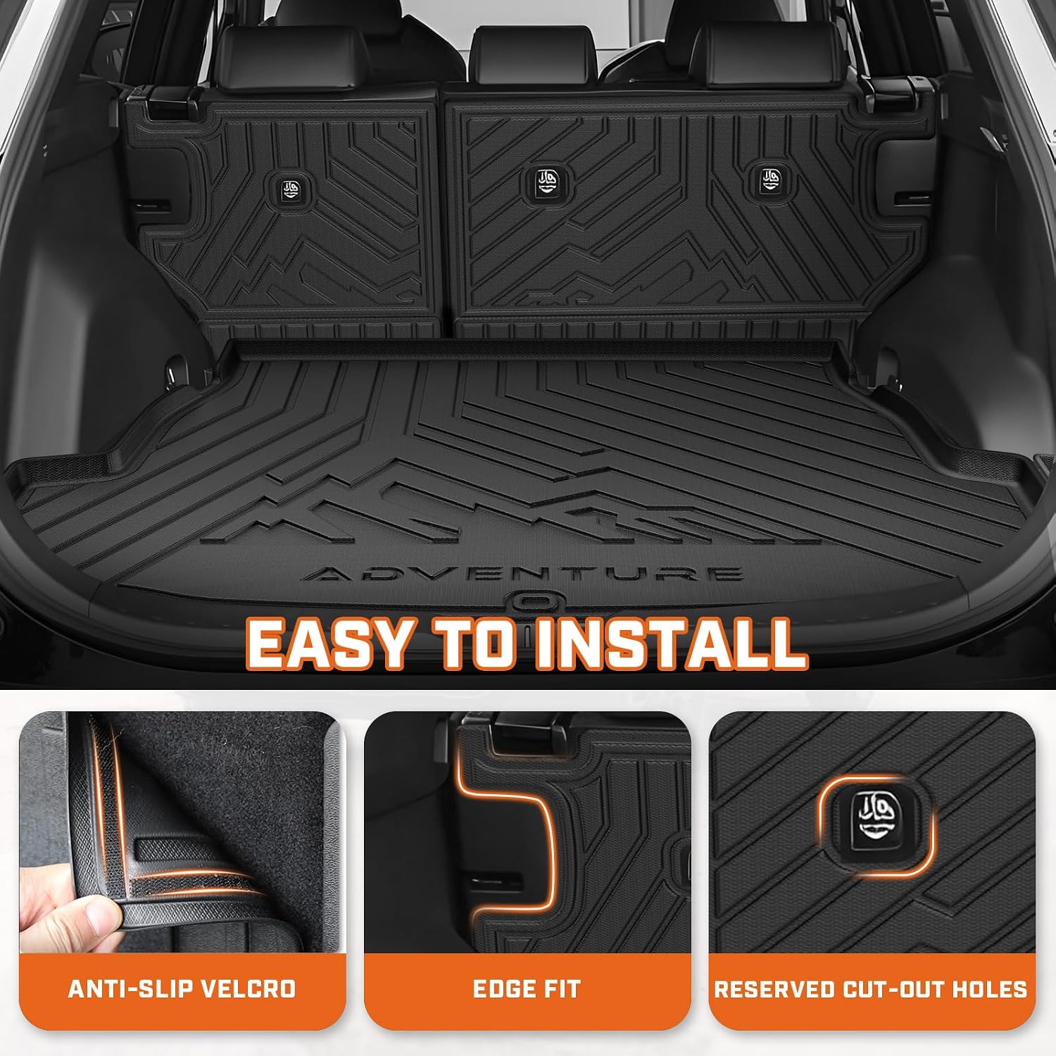 Mixsuper Floor Mat & Cargo Liner for Toyota RAV4 Hybrid 2026 (Not for Phev)(Not for Cargo Area with subwoofer),All Weather TPE RAV4 Accessories Full Set Car Mats with Door Sill Guards,Anti-Slip Black