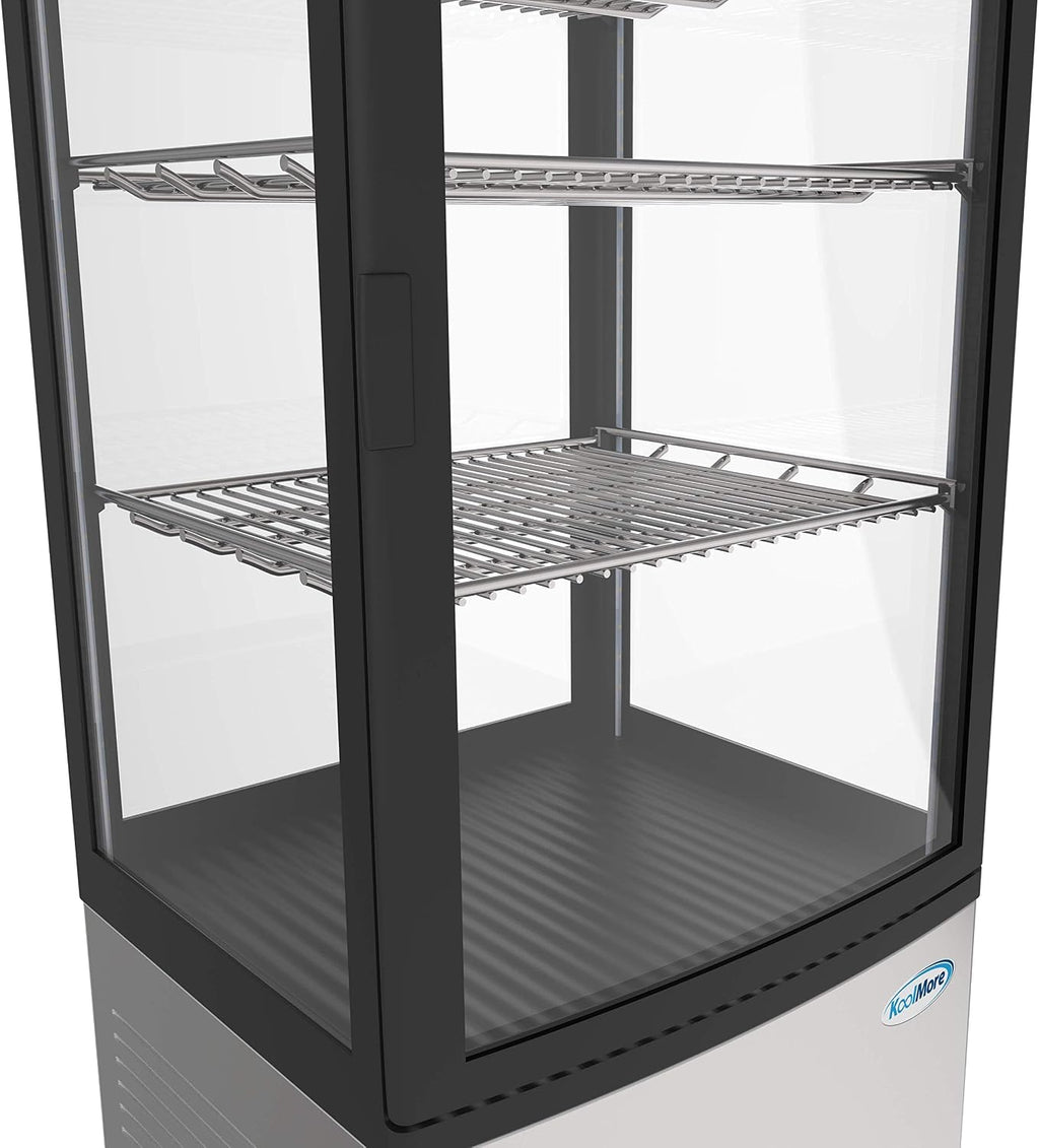 KoolMore Countertop Refrigerator Display Case Commercial Beverage Cooler with LED lighting - 3 cu. ft Capacity, Stainless Steel (CDCU-3C-SS)