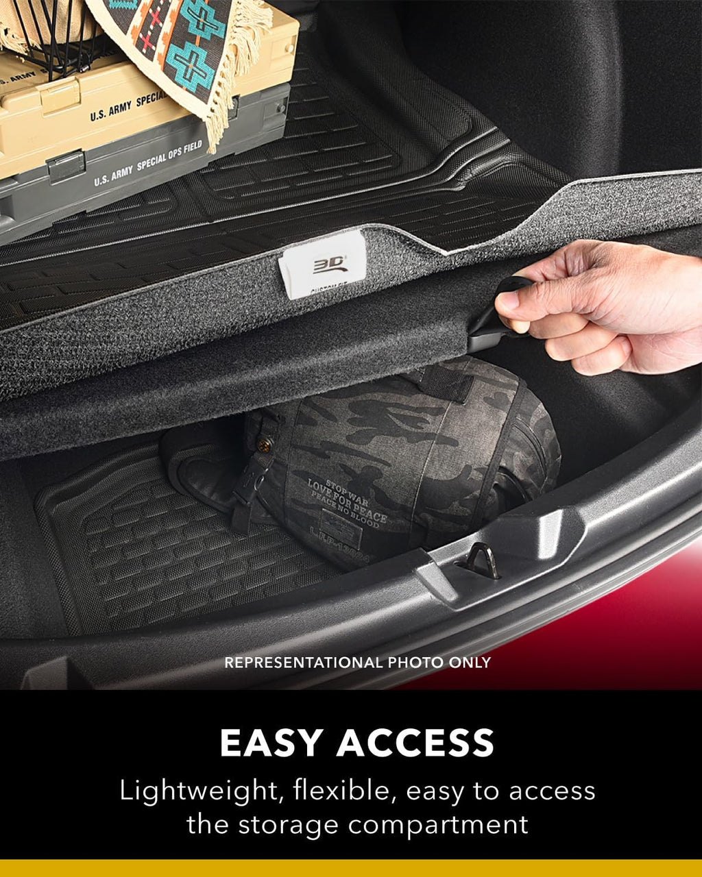 3D MAXpider Custom Fit Kagu Cargo Liner (Black) Compatible with Acura RDX 2019-2026 - Cargo Liner