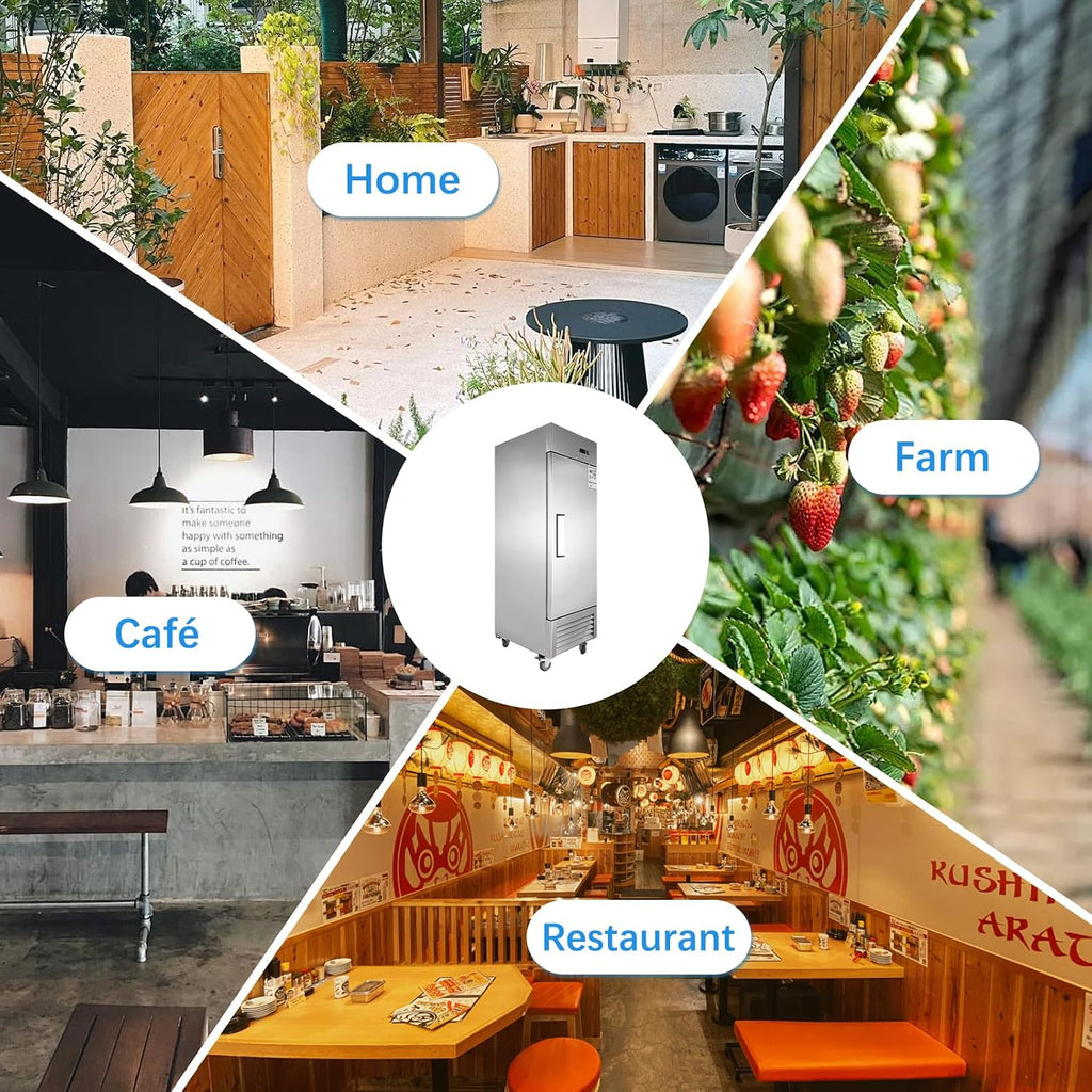 JINSONG 27' Commercial Refrigerator, 23 Cu.Ft Reach-in Stainless Steel Fridge with Single Solid Door for Restaurant, Bar, Shop, or Home Use