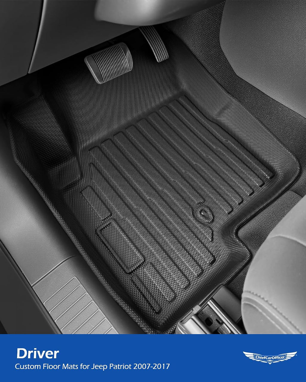 All Weather Floor Mats for Jeep Patriot: Custom for Dodge Caliber 2007-2012/for Compass 2007-2017, Automotive Heavy Duty Rubber Floor Liners, Full Set Front Rear& Cargo Mat Accessories Protection