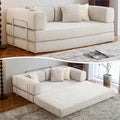 78.8' Convertible Sofa Bed -Compression Sofa with Corduroy Fabric - with Armrests and Backrest - Modular Sectional for Living Room, Bedroom, Studio - Compression Sofa in Box (Beige)