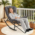 IDEALHOSUE Papasan Rocking Chair with Foot Rest, Ergonomic Papasan Chair with Thick Waterproof Cushion, Metal Frame & PE Rattan Lounge Chairs for Living Room Bedroom Relaxation Space