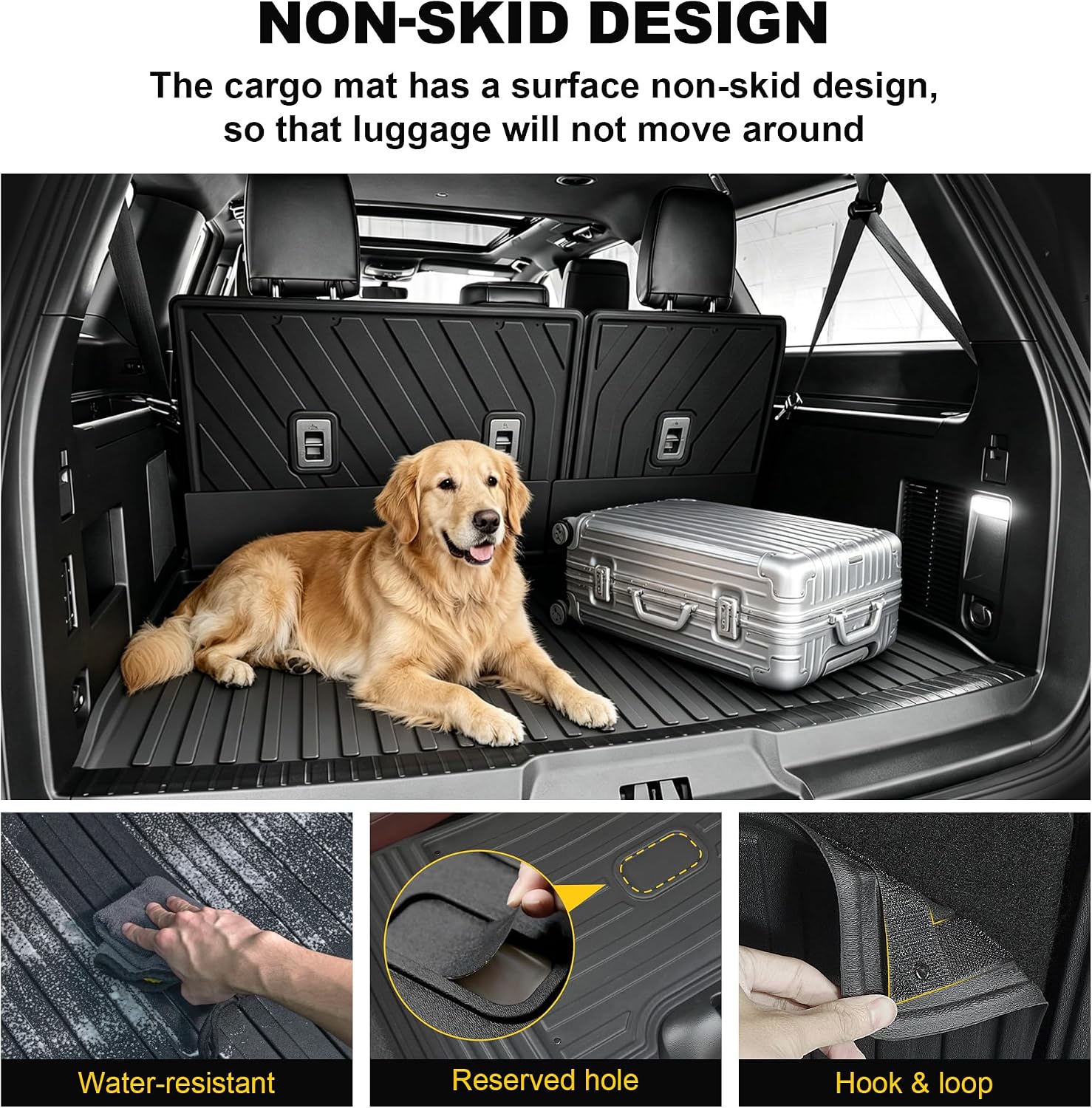 TTX LIGHTING Floor Mats & Cargo Liner & Backrest Mat for Ford Expedition Max 2018-2024 with 2nd Row Bucket Seat - 1st & 2nd & 3rd Row Floor Liner All Weather Protection Car Accessories (Only for Max)