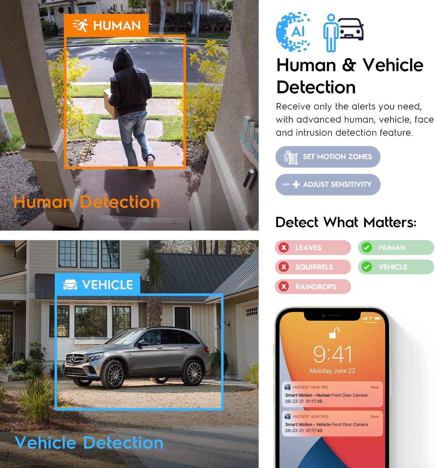 Amcrest 4K Security Camera System, 4K 8CH PoE NVR, (4) x 8-Megapixel Night Color Turret POE IP Cameras (IP8M-2779EW-AI), Active Deterrent, Pre-Installed 2TB Hard Drive, NV4108E-2779EW4-2TB (White)