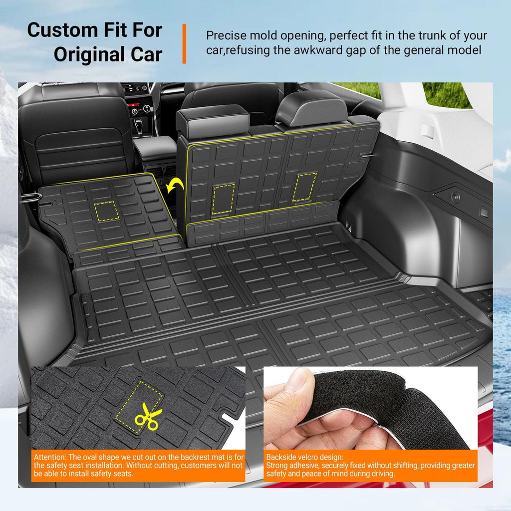 powoq Floor Mats Compatible with 2019-2024 Subaru Forester Cargo Liner Trunk Mat Backrest Liner Cargo Mat TPE Replacement for 2019-2024 Subaru Forester Accessories (Trunk Mat+Backrest Mats+Floor mats)