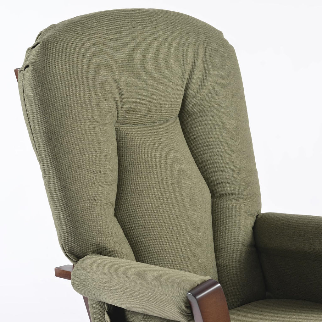 Joli Deluxe Glider Chair and Ottoman Set (Green Fabric and Walnut Frame)