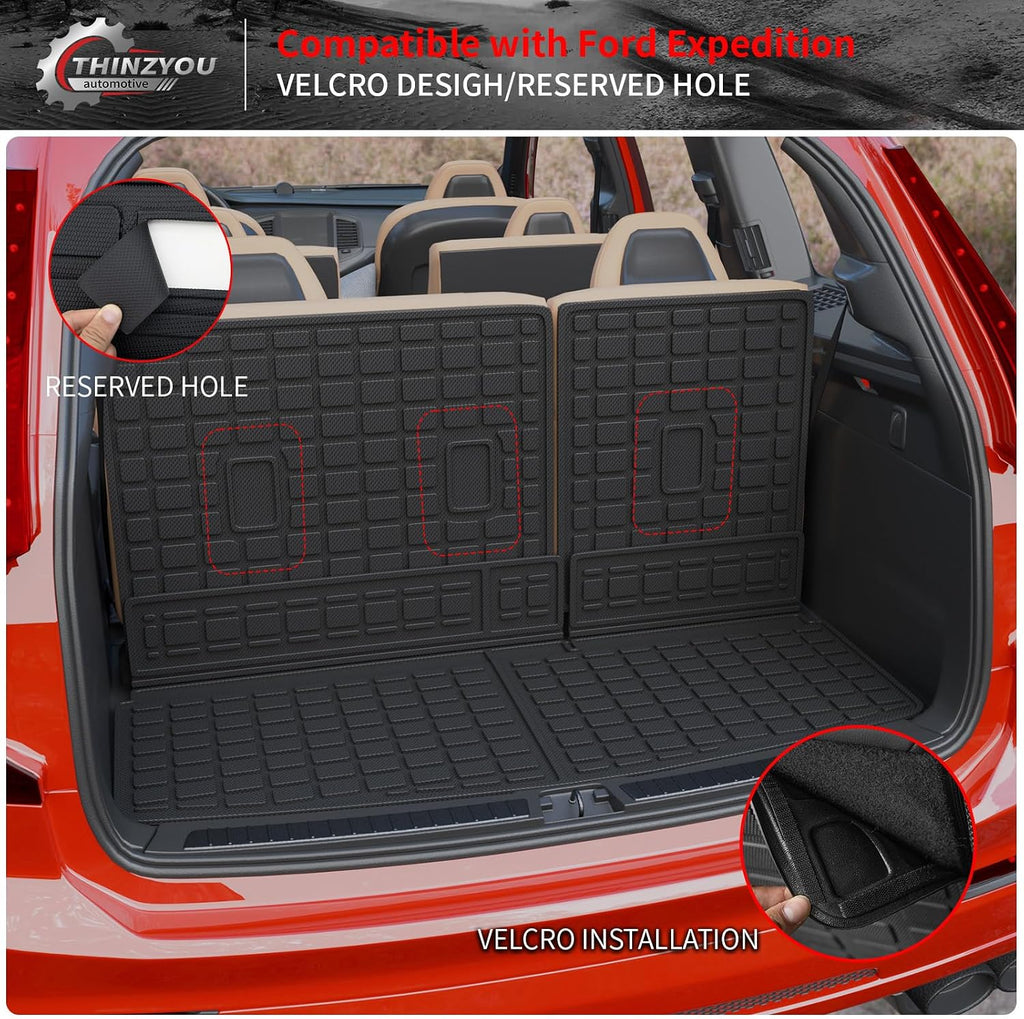 Floor Mats Compatible with 2018-2024 Ford Expedition (Not for Max Models) Cargo Mat Cargo Liner TPE 2023 Expedition 7 Seats Accessories (Trunk Mat+Backrest Mats+Floor Mats)