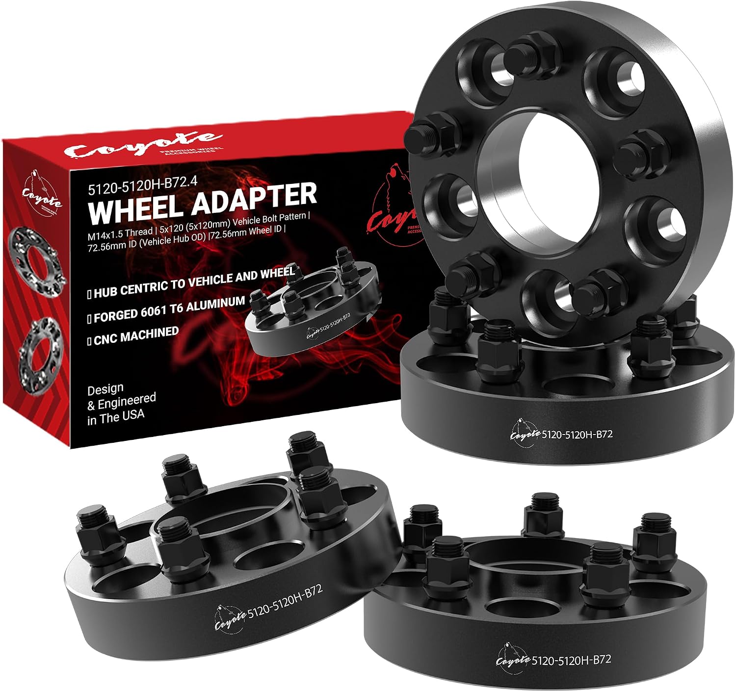 Wheel Accessories Parts 4 Pcs Hub Centric Wheel Spacers 5 on 120mm 5x120mm 1.25 Inch Thick 72.56mm Hub M14x1.5 14x1.5 Thread Stud Fits Land Rover Range Rover Sport Range Rover Discovery Defender 110