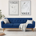 HUIMO Sofa Couch, Mid Century Modern Sofa with Solid Wood Frame, Button Tufted Couch for Bedroom, Living Room, Office, Apartment (Dark Blue, 80 inch)