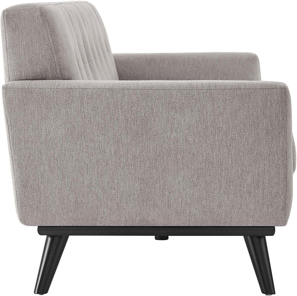 Modway Engage Mid-Century Modern Herringbone Fabric Sofa in Light Gray