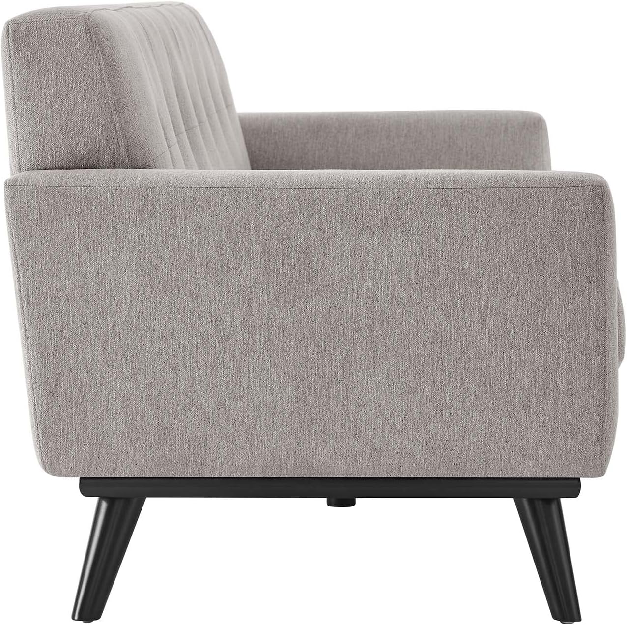 Modway Engage Mid-Century Modern Herringbone Fabric Sofa in Light Gray