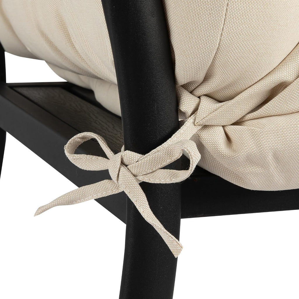 Magpie Fabrics Indoor Outdoor Tufted High Back Chair Cushion Set of 2, Waterproof All-Weather Deep Seating Rocking Chair Patio Chaise Lounge Sun Lounger Chair Cushions(Recycled Cream White)