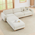 CHITA Super Large Luxury L Shape Convertible Sectional Modular Sofa, Down Filled Modern Sofa, Deep Seat Cloud Couch, 118 inch Width, 5 Seat Couch with Chaise, 2 Ottomans, Solid Wood Leg, Linen