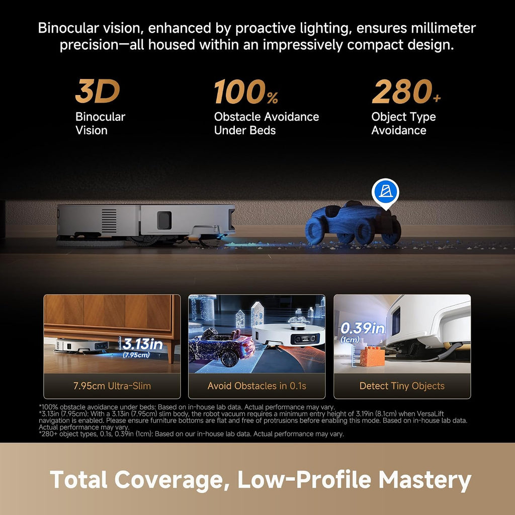 DREAME X60 Ultra Robot Vacuum and Mop, 3.13in Ultra-Thin Design, 3.47in Obstacle Clearing, 35,000Pa Suction, Self Emptying&Refilling, Mop Self-Cleaning, 100% Detangling, 280+Obstacle Avoidance, White