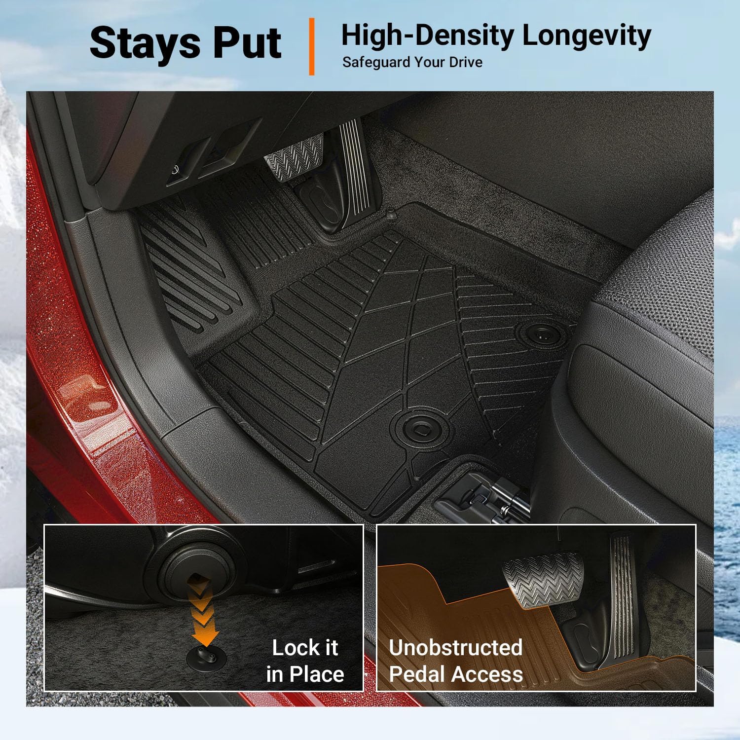 powoq Floor Mat Compatible with 2026 Toyota RAV4 Floor Liner (NOT for PHEV/Subwoofer) TPE Backrest Trunk Mat Replacement for 2026 Toyota RAV4 Accessories (Trunk Mat+Backrest Mat+Floor Mats)