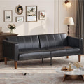GarveeHome Futon Sofa Bed, 75-Inch Modern Faux Leather Convertible Couch, Mid-Century Loveseat for Small Space, Living Room, Bedroom, Black