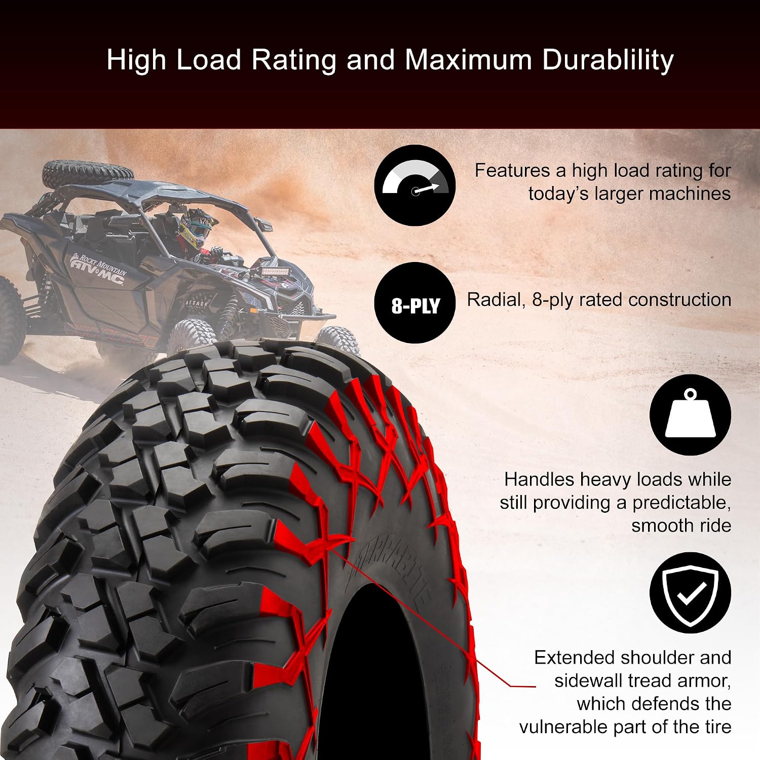 Tusk Set of Four 32x10-15 Radial Tires Mounted on Uinta Milled/Black Alloy Wheels with Black Lug Nuts, 8-Ply Rated, Medium/Hard Terrain, 4/156 Bolt Pattern,