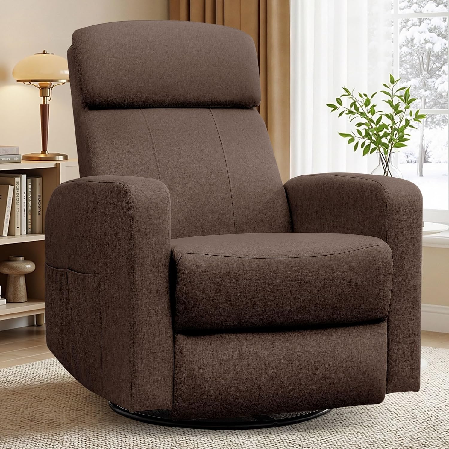 Korser Power Swivel Recliner Chairs for Adults, Electric Glider Rocking Chair Nursery, Glider Recliner Nursery Chair with Classified Side Pocket, Nursery Rocking Chairs with USB and Type-C Ports