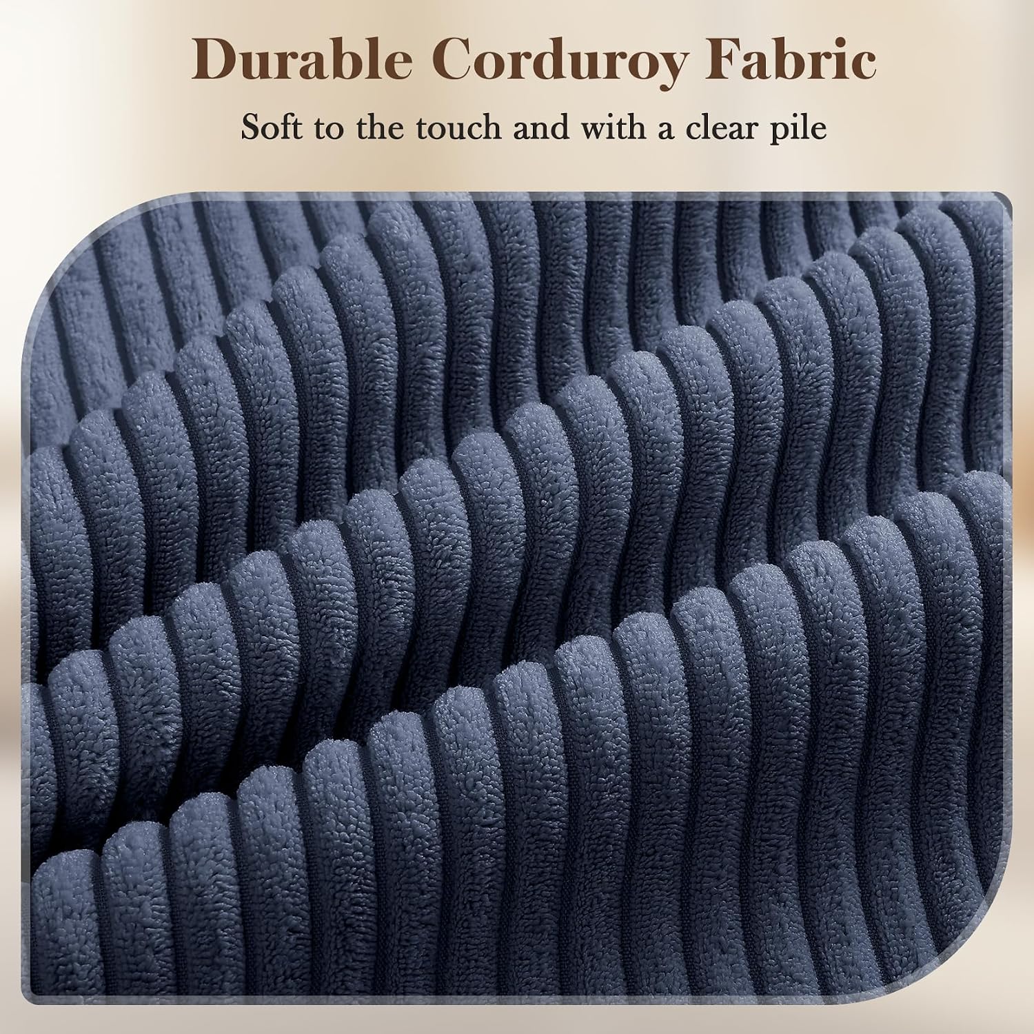 Vesgantti 38.5' Accent Chair Dark Blue, Comfy Corduroy Single Sofa Seat with Spring Cushion, Upholstered Armchair with Deep Seat, Reading Chair for Adults, Modern Sofa for Living Room, Bedroom