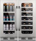 30 Inch Wine and Beverage Refrigerator 80 Cans and 33 Bottles Wine Fridge 36-72 ℉, 3 LED Beverage Cooler with Glass Door Built-in or Freestanding for Home Bar Office(6.0 cu.ft)