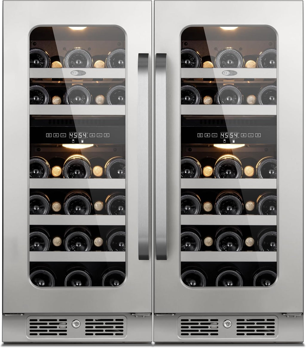 Whynter 29 Bottle Wine Fridge, 30 Inch Dual Zone Wine Cooler Refrigerator, 40-65°F Digital Temperature Control, 3 LED Wine Cellar, Built-in or Freestanding for Home Bar Kitchen Office