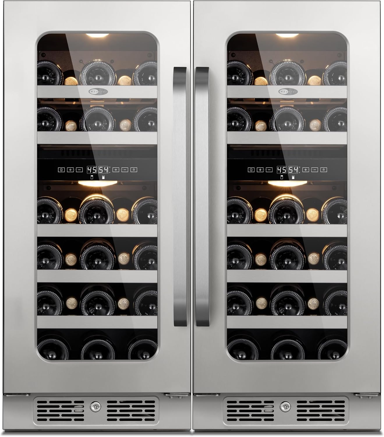 Whynter 29 Bottle Wine Fridge, 30 Inch Dual Zone Wine Cooler Refrigerator, 40-65°F Digital Temperature Control, 3 LED Wine Cellar, Built-in or Freestanding for Home Bar Kitchen Office