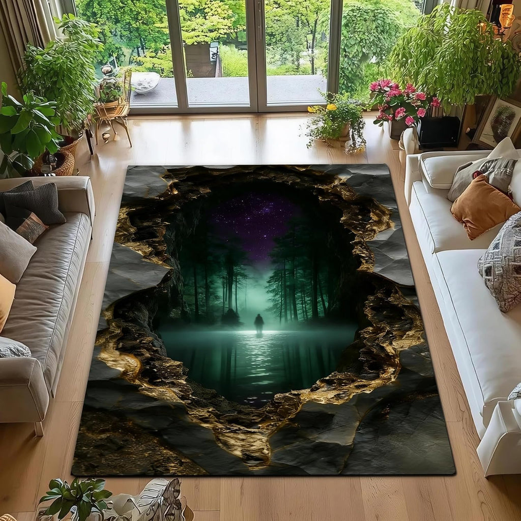 A,94'*118',3D Optical Illusion Rug for Bedroom, Area Rugs 8x10 for Living Room, 5x7 Floral Area Rugs Rugs, Non-Slip Cool 3D Rugs with Colorful Vortex Carpet for Livingroom Gameroom Home Decor