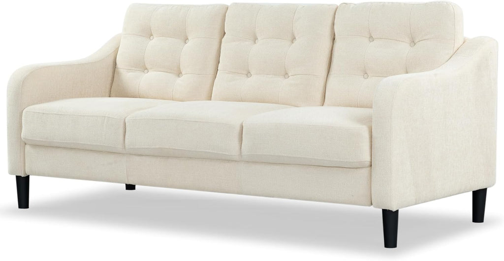SAFAVIEH Couture Furniture Collection Nathaniel Cream Tufted 3-Seater Sofa