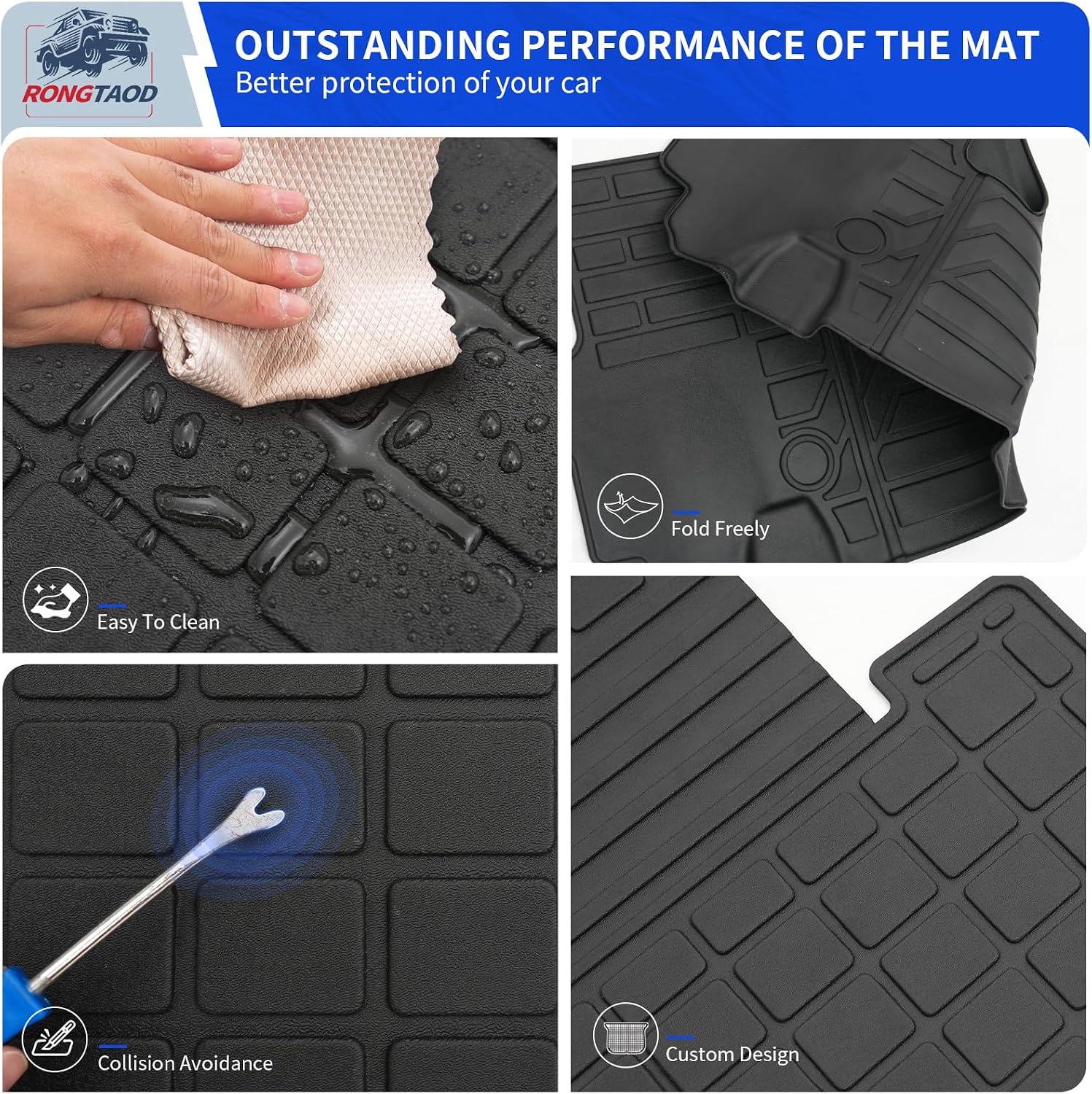 Rongtaod Floor Mats Compatible with 2024 2025 2026 Hyundai Santa Fe 6&7 Seats for Gas&Hybrid Trunk Mat Cargo Mat Cargo Liner All Weather Santa Fe Accessories (Trunk Mat with Backrest Mat+Floor Mats)
