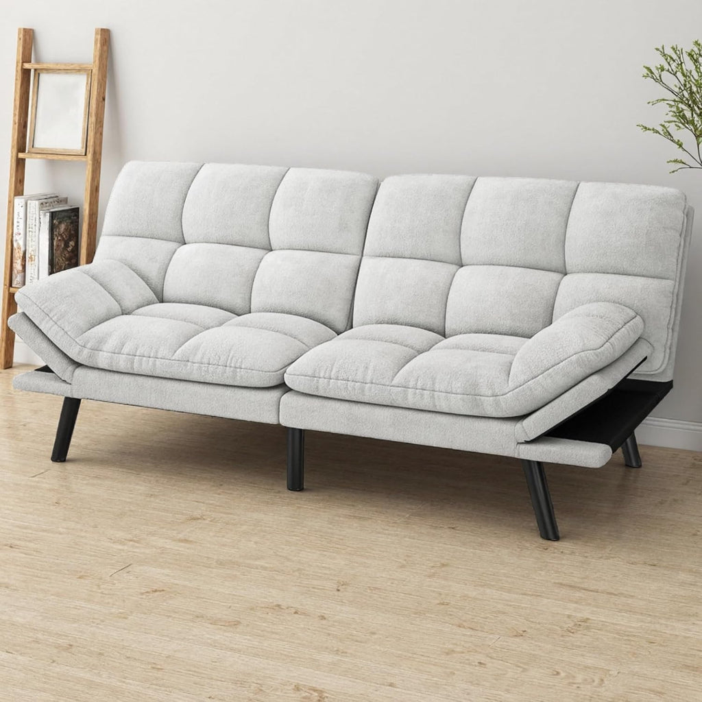 DWVO 70' Convertible Futon Sofa Bed, Folding Futon Set for Living Room Home Office Aprtment, Modern Futon Couch with Adjustable Backrest & Armrests, Recliner Lounge, Loveseat Sofa