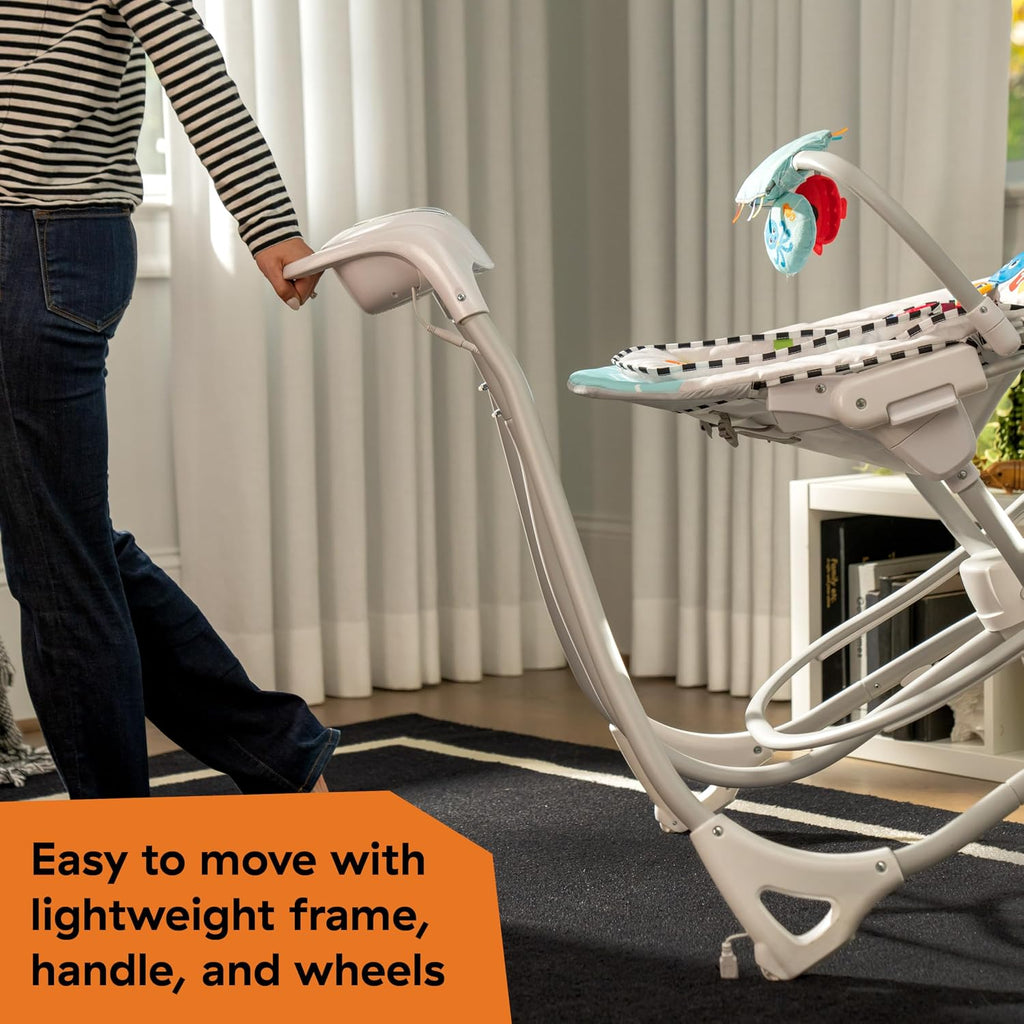 Baby Einstein Explorers Kick to It 4-in-1 Musical Baby Swing & Rocker, with Removable Piano Toy, Ages 0 Months and Up