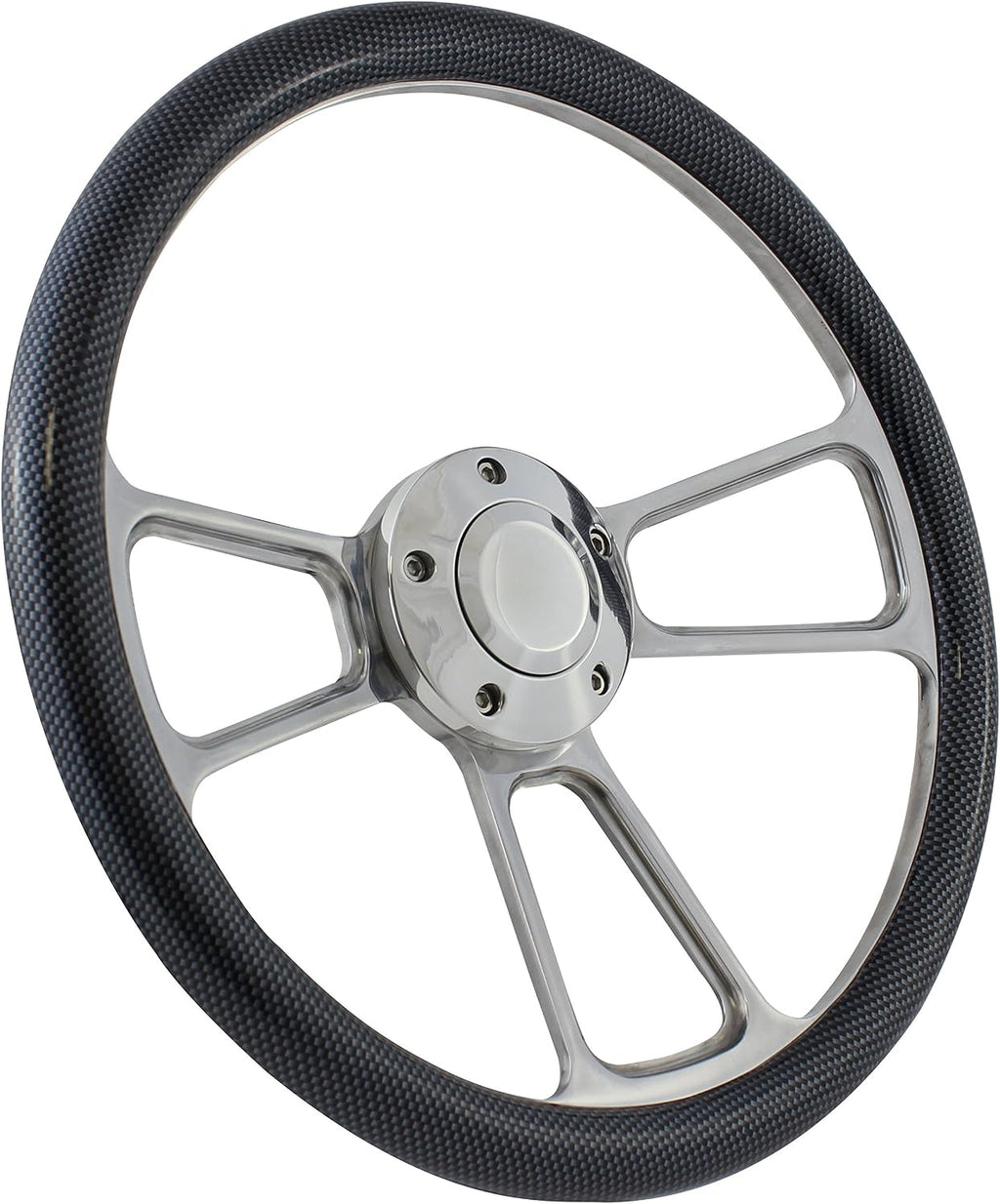 5-bolt Steering Wheel 14 Inch Aluminum with Carbon Fiber Wrap and Horn