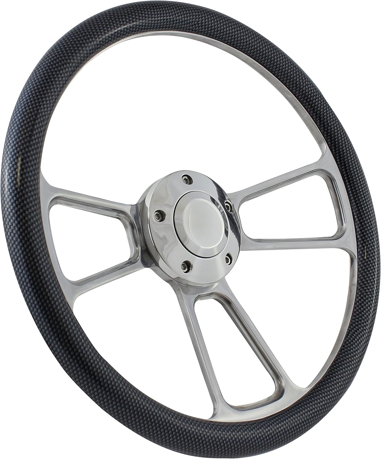 5-bolt Steering Wheel 14 Inch Aluminum with Carbon Fiber Wrap and Horn