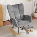 Rocking Chair Nursery with Airbag, Comfy Modern Nursery Rocking Reading Chair indoor with Footrest, Cozy Upholstered Glider Rocker Chairs for Living Room Bedroom Offices(Chenille, Dark Grey)