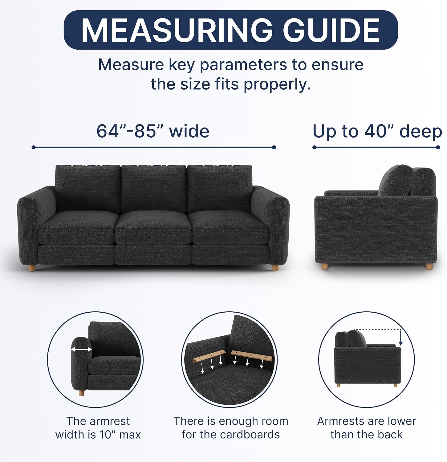 PAULATO BY GA.I.CO. Stretch Sofa Slipcover 1-Piece Elastic Couch Covers for 3-Seater & 4-Seater Sofa Loveseat Armchair Non-Slip Cover Machine Washable Protector – Crisp White (64'-85' Wide)