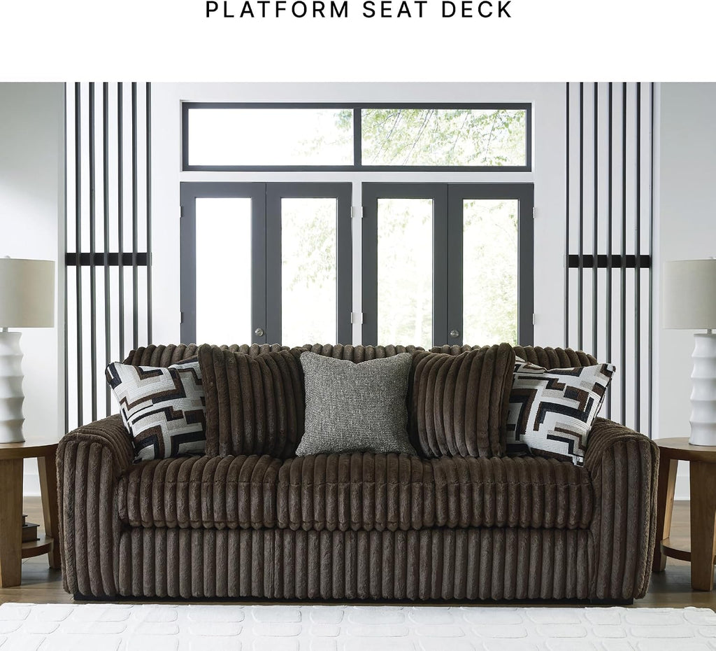 Signature Design by Ashley Midnight-Madness Modern Anti Sage Sofa with Reversible Cushions, Dark Brown