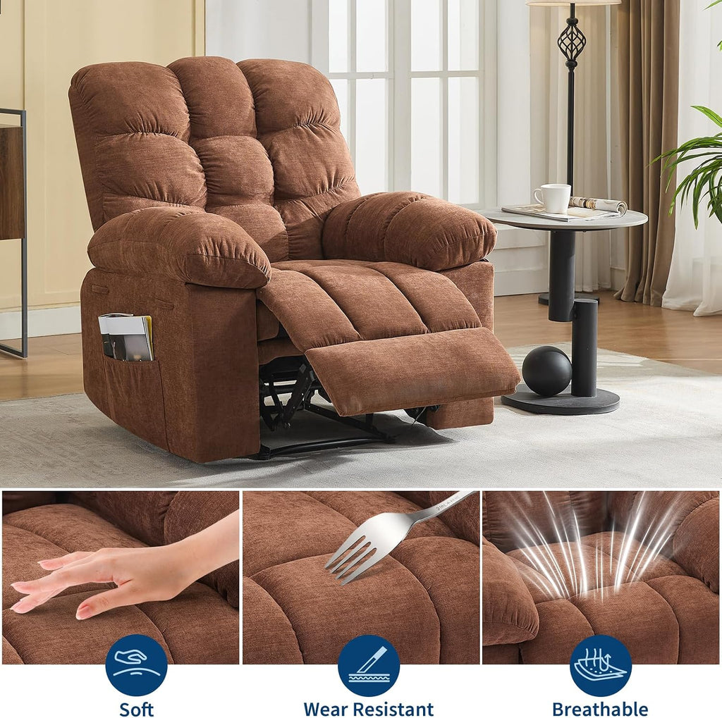 21.4in Wide Rocking Recliner Chair,Massage & Heat Recliner Chair for Adults,Home Theater Seating with Lumbar Support,Nursery Rocking Chairs for Living Room