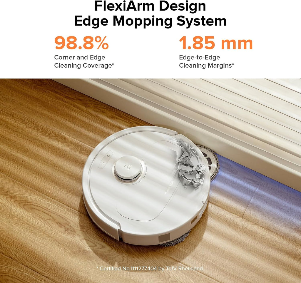 roborock Qrevo Pro Robot Vacuum and Mop with FlexiArm Design Edge Mopping, Dynamic Hot Water Mop Washing and Auto Mop Drying, Intelligent Dirt Detection, 7,000 Pa Suction, Ideal for Carpets